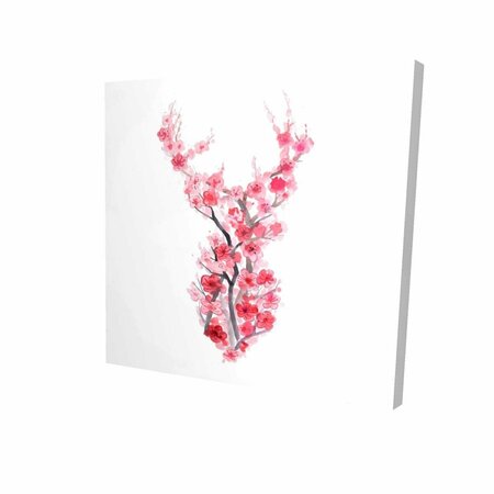 FONDO 32 x 32 in. Deer In Cherry Blossoms-Print on Canvas FO2793863